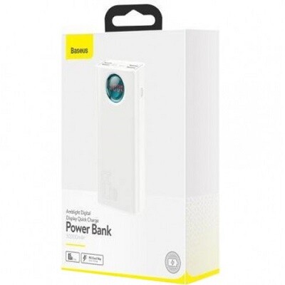 Внешний аккумулятор Baseus Amblight Digital Display Fast Charge Power Bank PPLG000101 30000mAh (с кабелем Type-C to Type-C 100W) белый(6)