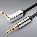 Кабель UGREEN AV119-10598 AUX 3.5mm (M) to AUX 3.5mm (M), улогвой 90°, силиконовый, 1.5m, черный(#3)