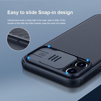 Чехол-накладка с пластиной Magsafe Nillkin CamShield Pro Magnetic Черная для Apple iPhone 12 Pro Max(4)