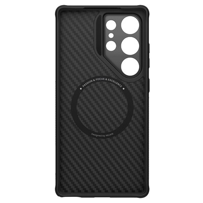 Чехол накладка с пластиной Magsafe и защитой камеры Nillkin CarboProp (LensWing) Magnetic Case черный для Samsung Galaxy S25 Ultra(5)
