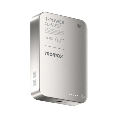 Портативное зарядное устройство MOMAX 1-Power Q.Pass 2 (10000mAh) Magnetic Battery Pack Qi 2.2 25W (IP168) титановый(1)