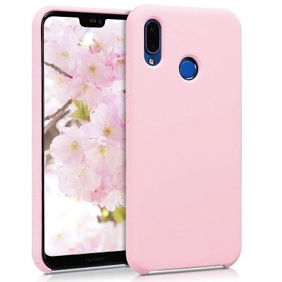 Силиконовый чехол с закрытым низом Silicone Case светло-розовый для Huawei P20 Lite(1)