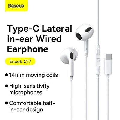 Наушники проводные Baseus Encok Type-C Lateral in-Ear Wired Earphone C17 (NGCR010002)(8)