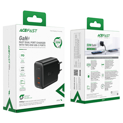 Зарядное устройство Acefast A29 GaN PD50W (2xUSB-C) черный(6)