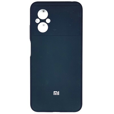 Силиконовый чехол Silicone Case с закрытым низом и защитой камеры черный для Xiaomi Poco M5(1)