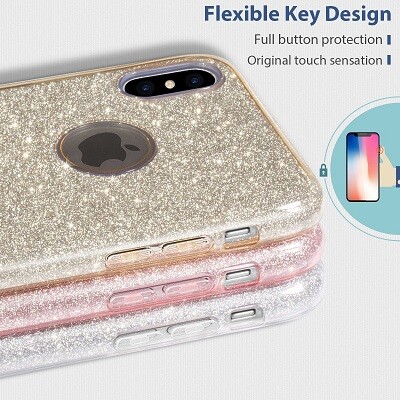Силиконовый чехол Glitter Cover золотистый для Apple iPhone Xs(3)