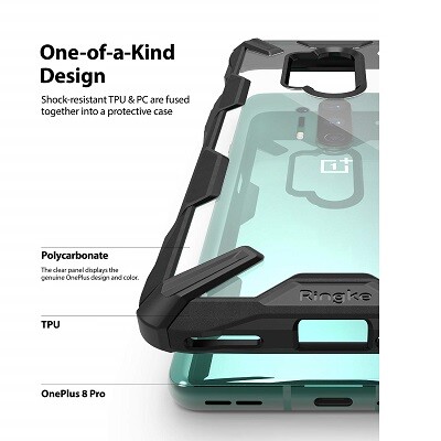 Чехол бампер Ringke Fusion X Series прозрачно-черный для OnePlus 8 Pro(3)