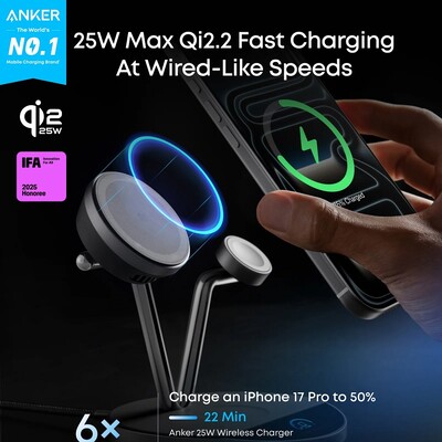 Беспроводное зарядное Anker Prime Wireless Charging Station 3-in-1 B25X7 25W(2)