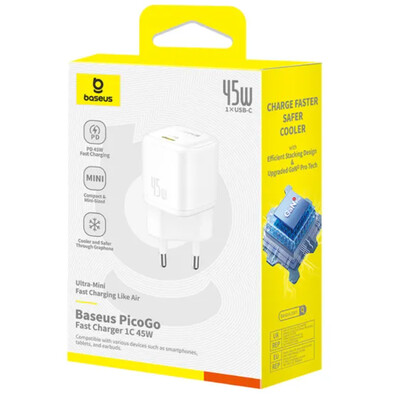 Сетевое зарядное устройство Baseus PicoGo GaN6 Pro Fast Charger 1C PD3.0 45W Type-C 3A, P10176800213-0 белый(7)