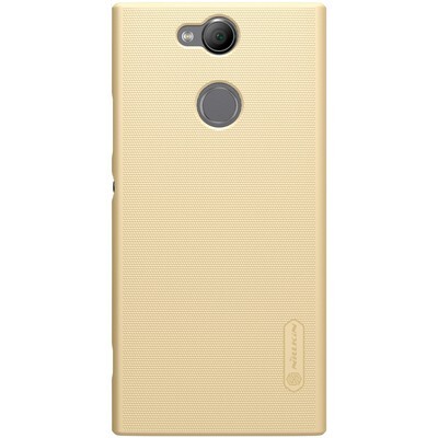 Пластиковый чехол с пленкой Nillkin Super Frosted Shield Золотой для Sony Xperia XA2(1)