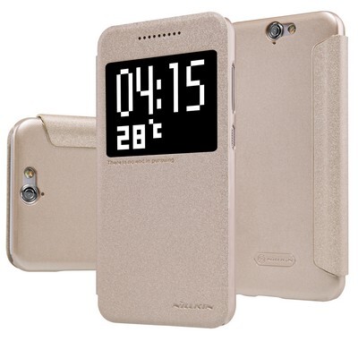 Полиуретановый чехол Nillkin Sparkle Leather Case Gold для HTC One A9(3)