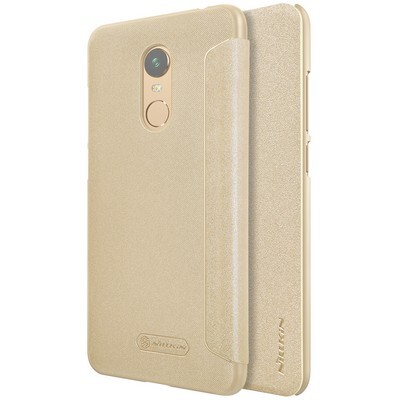 Полиуретановый чехол книга Nillkin Sparkle Leather Case Золотой для Xiaomi RedMi 5 Plus(4)