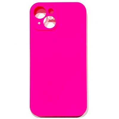 Силиконовый чехол Silicone Case с закрытым низом и защитой камеры ярко-розовый для Apple iPhone 14(1)