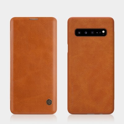 Кожаный чехол Nillkin Qin Leather Case Коричневый для Samsung Galaxy S10 5G(4)
