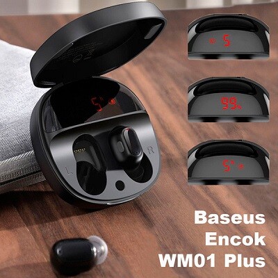 Bluetooth наушники Baseus NGWM01P-01 Encok True Wireless Earphones WM01 Plus (NGWM010001) черные(7)