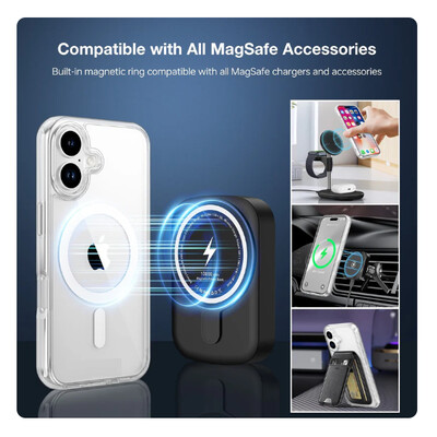 Защитный чехол с магнитной пластиной MagSafe TPU+PC Magic Mask Air Bairrer прозрачный для Apple iPhone 17(3)