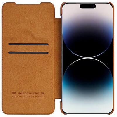 Кожаный чехол Nillkin Qin Pro Leather Case Коричневый для Apple iPhone 14 Pro(3)