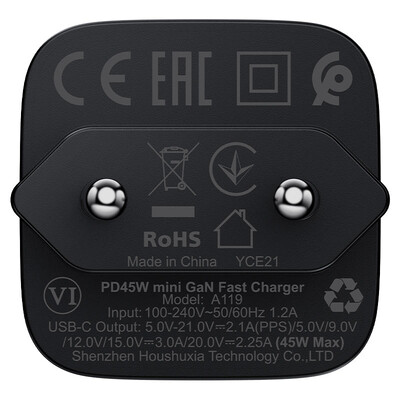 Зарядное устройство Acefast A119 GaN PD45W (USB-C) черное(5)