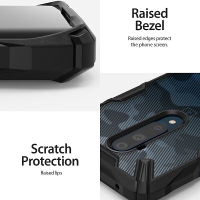 Чехол бампер Ringke Fusion-X Series прозрачно-черный для OnePlus 7T Pro(3)