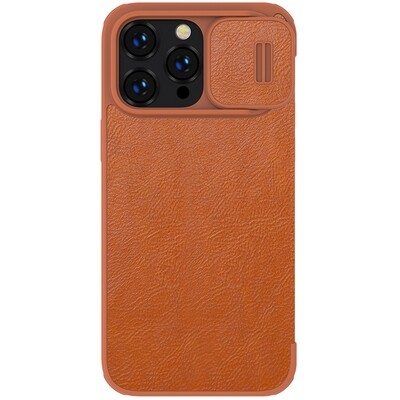 Кожаный чехол Nillkin Qin Pro Leather Case Коричневый для Apple iPhone 14 Pro(2)