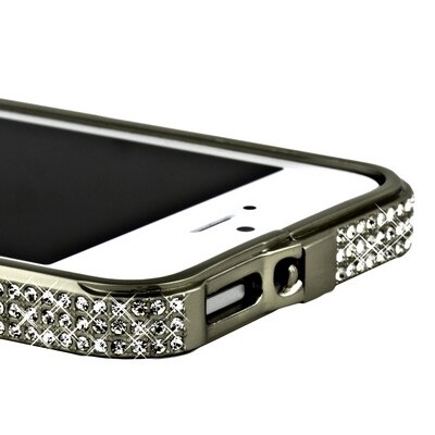 Металлический бампер со стразами Noeson Silver Mat для Apple iPhone 5/5s/SE(4)
