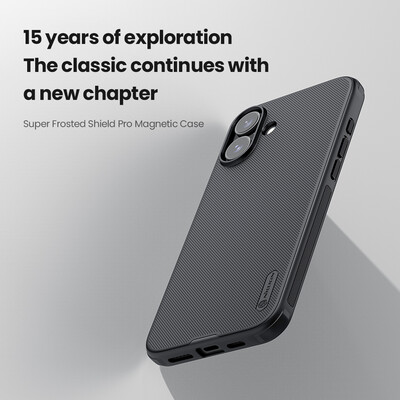 Пластиковый чехол с пластиной Magsafe Nillkin Super Frosted Shield Pro Magnetic Case Черный для Apple iPhone 16(9)