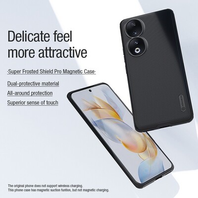 Пластиковый чехол с пластиной Magsafe Nillkin Super Frosted Shield Pro Magnetic Case Черный для Huawei Honor 90(8)