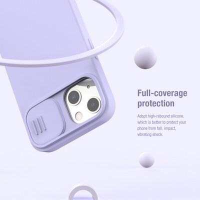 Силиконовая накладка Nillkin CamShield Silky Silicone Case Синяя для Apple iPhone 13(7)