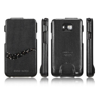 Кожаный чехол книга SGP Leather Case Anne Rossi Black для Samsung i9100 Galaxy S2(1)