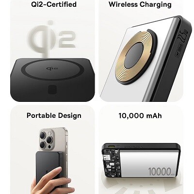 Внешний аккумулятор OS-Baseus Airpow Ⅱ Qi2 Magnetic Power Bank 10000mAh 22.5W P10081301842-00 белый(3)