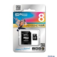 Карта памяти MicroSD(HC) Silicon Power 8GB Class 6+SD адаптер