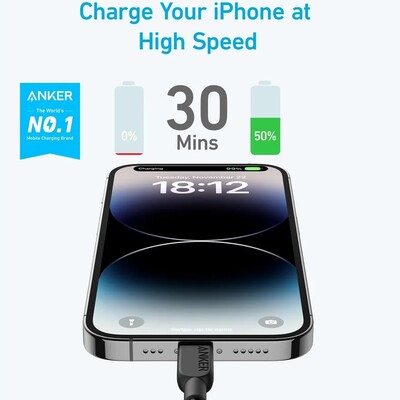 Кабель Anker 310 USB-C to Lightning A81A5 MFI 0.9м черный(2)