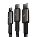 Кабель Baseus Tungsten Gold One-for-three Fast Charging Data Cable USB to M+L+C 3.5A 1.5m CAMLTWJ-01 черный(#2)