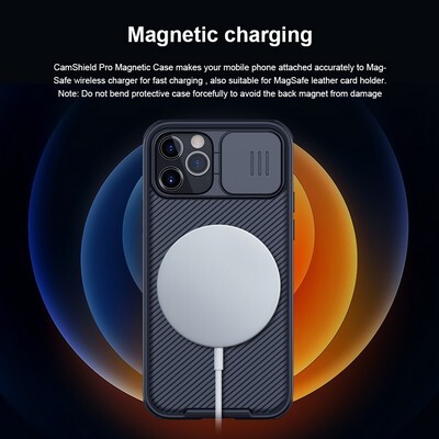 Чехол-накладка с пластиной Magsafe Nillkin CamShield Pro Magnetic Черная для Apple iPhone 12 Pro Max(3)