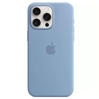 Силиконовый чехол с Magsafe голубой для Apple iPhone 15 Pro Max(1)