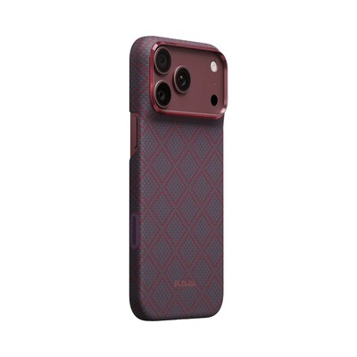 Кевларовый чехол с Magsafe Pitaka Edge Case Argyle Blue's Red для Apple iPhone 18 Pro Max(2)