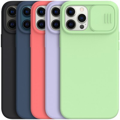 Силиконовая накладка с пластиной Magsafe Nillkin CamShield Silky Magnetic Silicone Case Лавандовая для Apple iPhone 12(4)