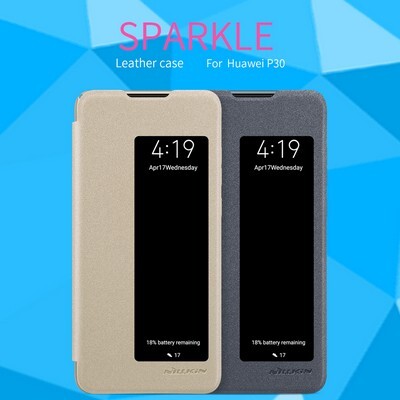 Полиуретановый чехол книга Nillkin Sparkle Leather Case Черный для Huawei P30(5)