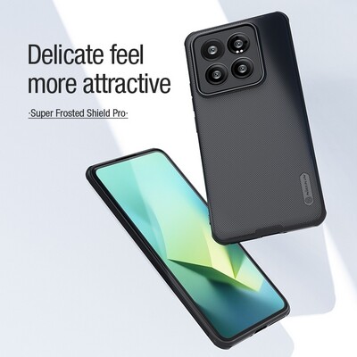 Пластиковый чехол с пластиной Magsafe Nillkin Super Frosted Shield Pro Magnetic Case Черный для Xiaomi 14 Pro(7)