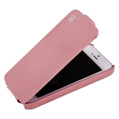 Кожаный чехол HOCO Lizard pattern Leather Case Pink для Apple iPhone 5/5s/SE(4)