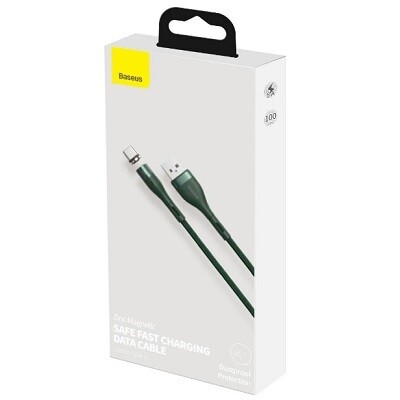 Кабель Baseus CATXC-N06 Zinc Magnetic Safe Fast Charging Data Cable USB to Type-C 5A магнитный 1m зеленый(8)