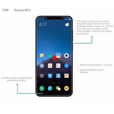 Противоударное защитное стекло с пленкой на камеру Nillkin Amazing H для Xiaomi Mi8(5)