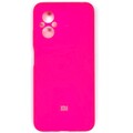 Силиконовый чехол Silicone Case с закрытым низом и защитой камеры ярко-розовый для Xiaomi Poco M5(#1)