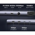 Док-станция UGREEN CM498-15375 9 в 1 USB-C - 2xUSB-A 3.0, 2xUSB-C, HDMI v2.0 4K 60Hz, LAN 1Gbit, SD/TF, PD 100W(#2)