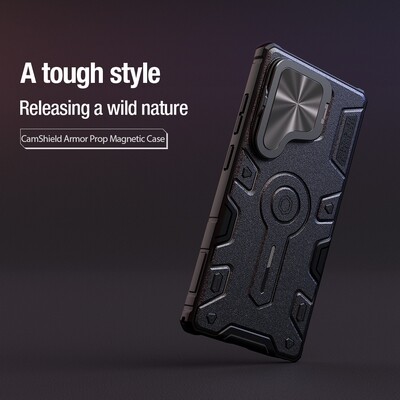 Противоударная-накладка с пластиной MagSafe Nillkin CamShield Armor Prop Magnetic Case Черная для Samsung Galaxy S25 Ultra(10)