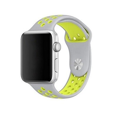 Спортивный ремешок Nike Style серо-салатовый для Apple Watch 42mm Series 1\2\3(1)