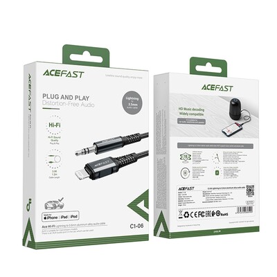 Аудио кабель Acefast C1-06 Lightning Male to 3.5mm Male Aluminum Alloy Audio Cable 1.2m (MFI Certificated)(6)