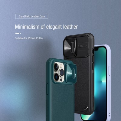 Силиконовая накладка Nillkin CamShield Leather Case Черная для Apple iPhone 13 Pro(8)
