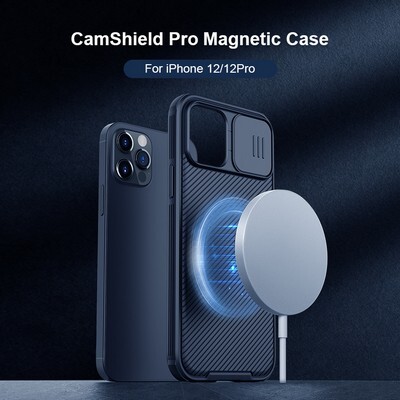 Чехол-накладка с пластиной Magsafe Nillkin CamShield Pro Magnetic Черная для Apple iPhone 12 Pro Max(9)