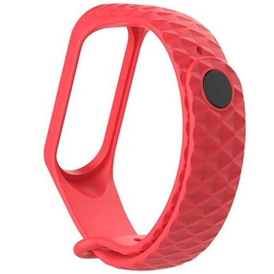 Ремешок силиконовый для Xiaomi Mi Band 3 и Mi Band 4 ребристый (красный)(2)